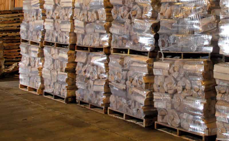 Pallets of Firewood in our Warehouse